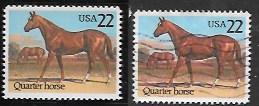 US #2155 MNH & used pair.  Quarter Horse