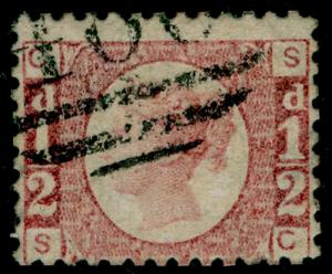 SG49, ½d rose PLATE 9, FINE USED. Cat £850. SC