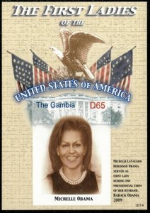 Gambia 2010 - Michelle Obama - IMPERF Souvenir Stamp Sheet - MNH