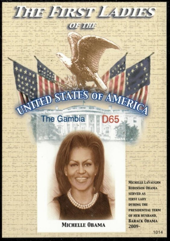 Gambia 2010 - Michelle Obama - IMPERF Souvenir Stamp Sheet - MNH