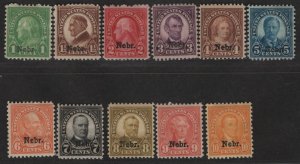 US Sc#669-679 M/H/F-VF Nebraska O/P complete set