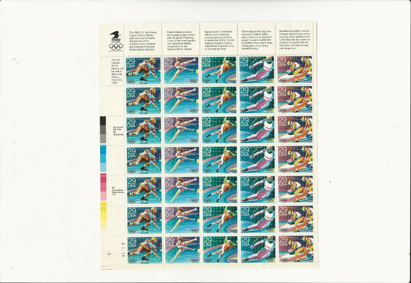 US Stamps Sheet/Postage Sct #2611-2615 Winter Olympics MNH F-VF OG  FV $10.15