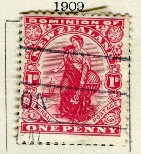 NEW ZEALAND; 1909 early classic Pictorial issue fine used 1d. value