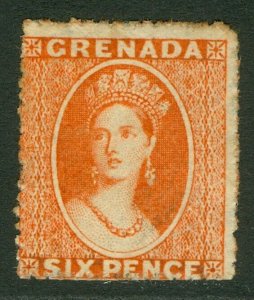 SG 9 Grenada 1863-71. 6d vermilion. Fresh mint without gum CAT £750