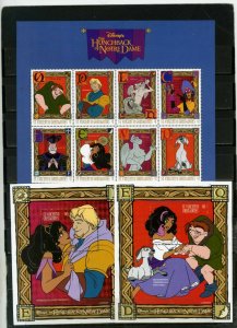 ST.VINCENT 1996 DISNEY THE HUNCHBACK OF NOTRE DAMESHEET OF 8 STAMPS 2 S/S MNH