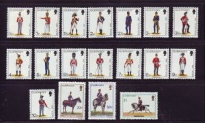 Guernsey Sc 95-110 1974 Militaru Uniforms stamp set mint NH