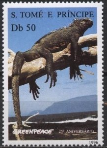 Saint Thomas 1238 (mnh) 50d Greenpeace, iguana (1996)