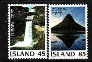 Iceland-Sc#498-9-Unused NH Europa set-1977-Waterfall-