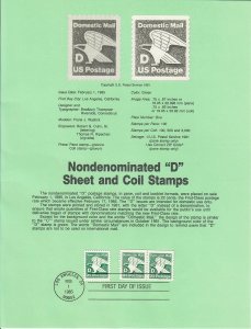 US SP666 D sheet and coil Souvenir Page #2111 - 2112