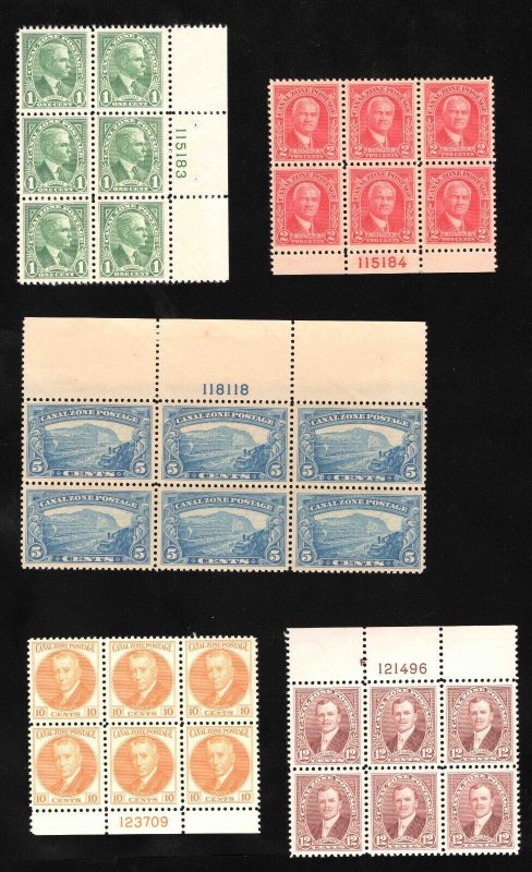 momen: US Stamps CANAL ZONE #105-114 PLATE BLOCKS MINT OG NH VF LOT #78944