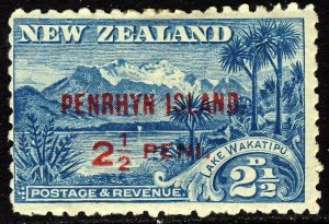 PENRHYN  ISLAND 1902 Overprinted in RED 2½d. Blue of New Zealand SG 1 MINT