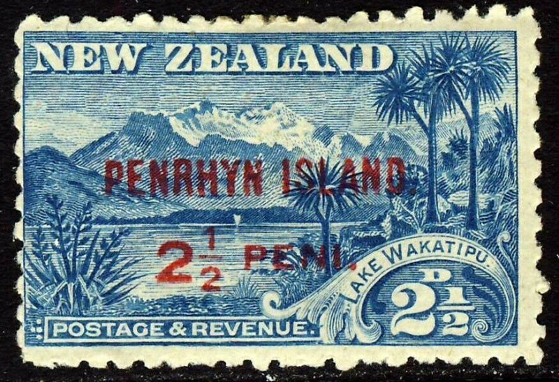 PENRHYN  ISLAND 1902 Overprinted in RED 2½d. Blue of New Zealand SG 1 MINT