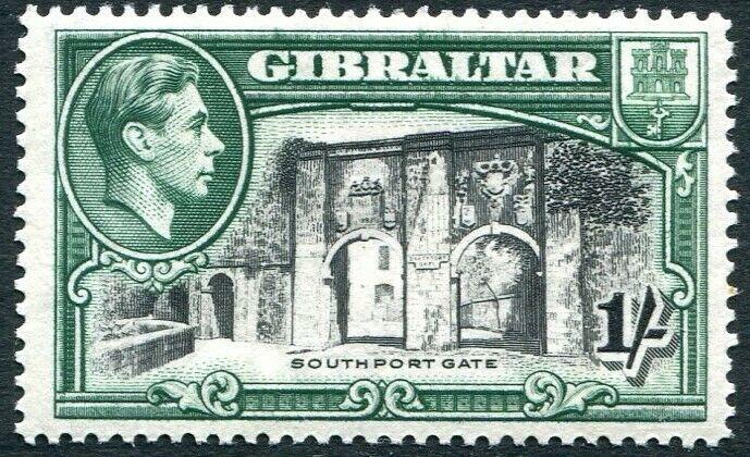 GIBRALTAR-1938 1/- Black & Green Perf 14 Sg 127 MOUNTED MINT V30249