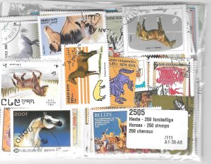 Thematic Worldwide Postage Stamps - Horses - 250 different #2505