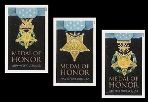 US 4822g 4823g 4988b Medal of Honor Vietnam War imperf NDC set 3 MNH 2015