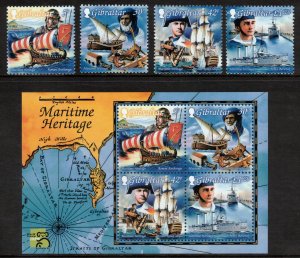 GIBRALTAR 1999 Maritime Heritage; Scott 798-801, 801a, SG 872-76; MNH