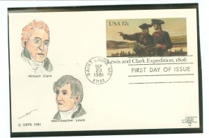 US UX-91 Lewis + Clark Expedition 175th Anniv. DYS cachet (noted on back this is #22 and 25 limited issue cachets Harris catalog