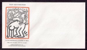 UNITED NATIONS: WFUNA cachet; Keith Haring AIDS issue VERY SCARCE, nice