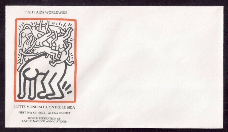 UNITED NATIONS: WFUNA cachet; Keith Haring AIDS issue VERY SCARCE, nice