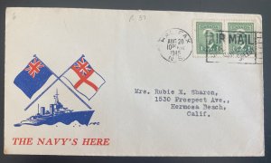 1945 Halifax Canada Patriotic cover to Hermosa Beach CA Usa The Navy��s Here