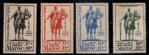 French Morocco Scott B29-31, CB25 MH* Marshal Lyautey set