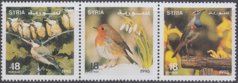 SYRIA Sc # 1351a-c CPL MNH STRIP of 3 DIFF SONGBIRDS