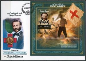 GUINEA BISSAU  2017  190th BIRTH ANN OF HENRY DUNANT  S/S  FDC