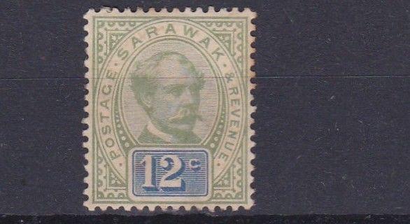 SARAWAK  1888  S G   16  12C    GREEN  &  BLUE   MH   TONED GUM    