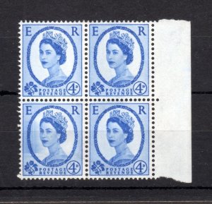 4d MULTIPLE CROWNS WILDING U/M BLOCK + PRINTING ERROR TO BOTTOM LEFT STAMP