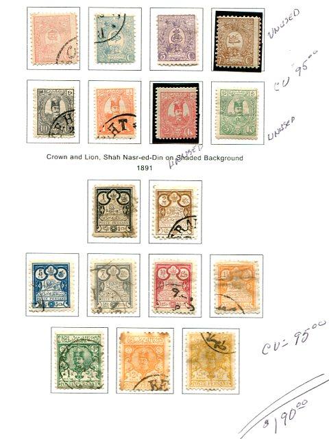 Iran  1898  Lot   usef  on page   -   Lakeshore Philatelics