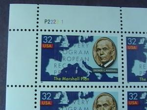 U.S.# 3141-MINT/NEVER HINGED---PANE OF 20---50 TH ANIV, MARSHALL PLAN-1997