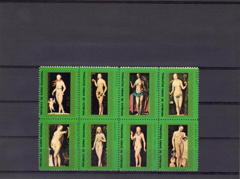 Equatorial Guinea 1976 Nudes Paintings by Cranach Sheetlet (8) Perforated MNH VF