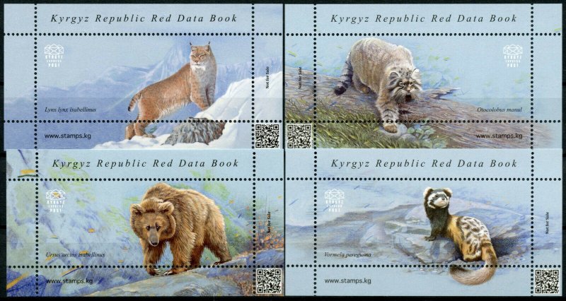 Kyrgyzstan KEP Promotional Stamps MNH Red Book Endangered Animals Bears 4x S/S