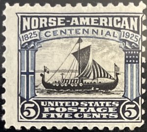 Scott #621 1925 5¢ Norse-American Centennial Viking Ship unused HR