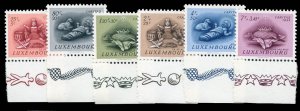 Luxembourg #B186-191 Cat$22.50, 1955 Toys, sheet margin set of six, never hinged
