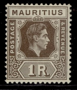 MAURITIUS GVI SG260, 1r grey-brown, M MINT. Cat £45. CHALKY