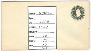 Scott# U420c    D130  UPSS#2037  US envelope.