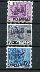 POLAND 1950 GROSZY OVPT ON SCOTT ROOSEVELT ISSUE C26A-C26C MICHEL 617-19 MNH