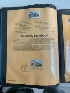 USPS Souvenir Page Scott 2636, 1992 Kentucky statehood stamps