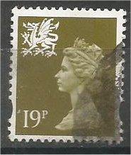 GREAT BRITAIN, WALES, Machins, 1993, used 19p olive green, Scott WMMH58