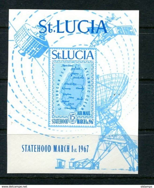 Map of St. Lucia 1967 Sc C1 Imperf Souvenir Sheet Cv $50