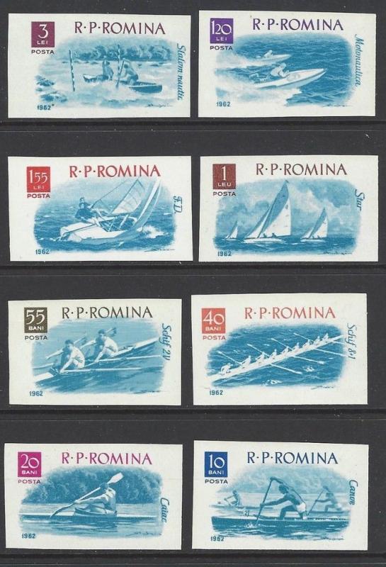 Romania 1962 Boat Canoe Kayak Imperf VF MNH (1478-85)