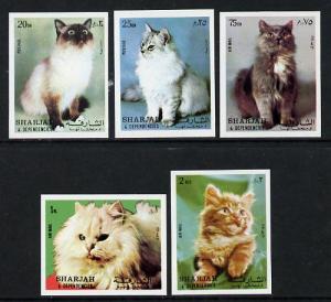 Sharjah 1972 Cats imperf set of 5 unmounted mint (Mi 1030...