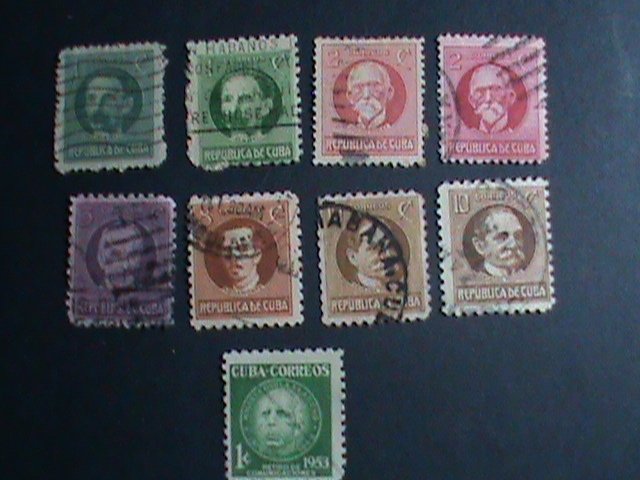​CUBA-1917-SC#264//279- 9 OVER 100 YEARS OLD CUBA FAMOUS PERSONS USED STAMPS