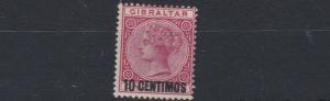 GIBRALTAR  1889  S G 16  10C ON 1D  ROSE  NO GUM  