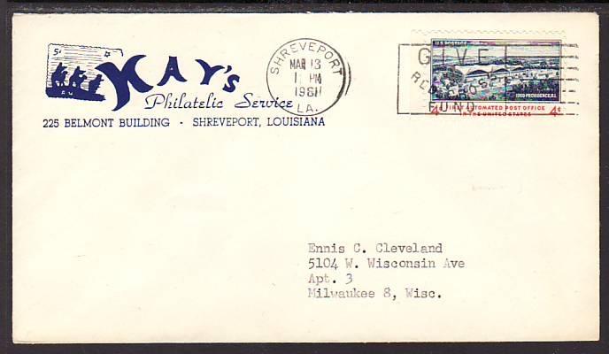 Kay's Philatelic Service Shreveport LA 1961 Cover B569