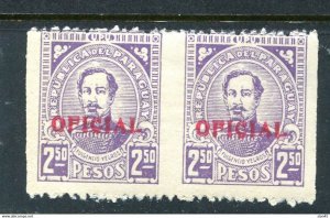 Paraguay 1935 Official Overprint Pair  Missing vertical perf   ERROR MNH 14492