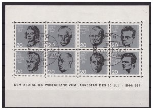 GERMANY 1964 Anti Hitlerite Martyrs sheet of 8 FIRST DAY Cancelation in Berlin