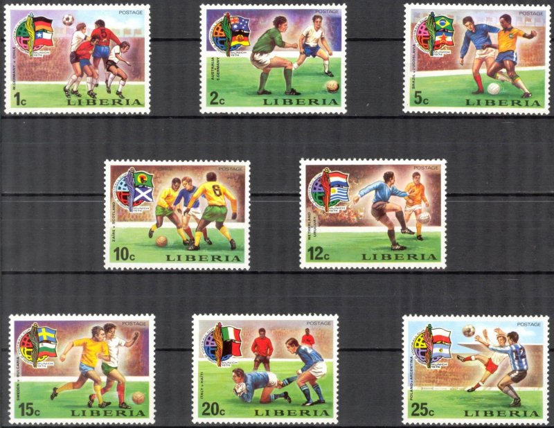 Liberia 1974 Football Soccer World Cup Germany 1974 Set of 8 MNH