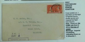 1937 Nairobi Kenya First Northbound Flight Cover FFC To Khartoum Sudan